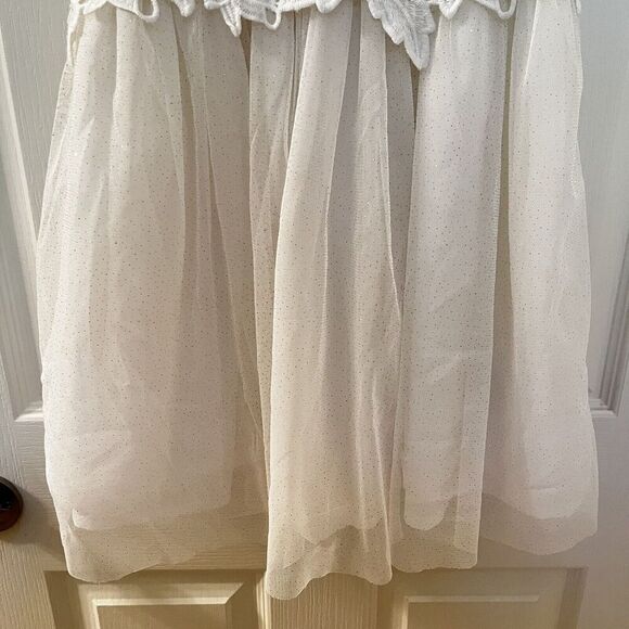 H&M Cream Floral Lace and Tulle Dress Gold Glitter Holiday Girls Size 8-9 - Picture 7 of 13